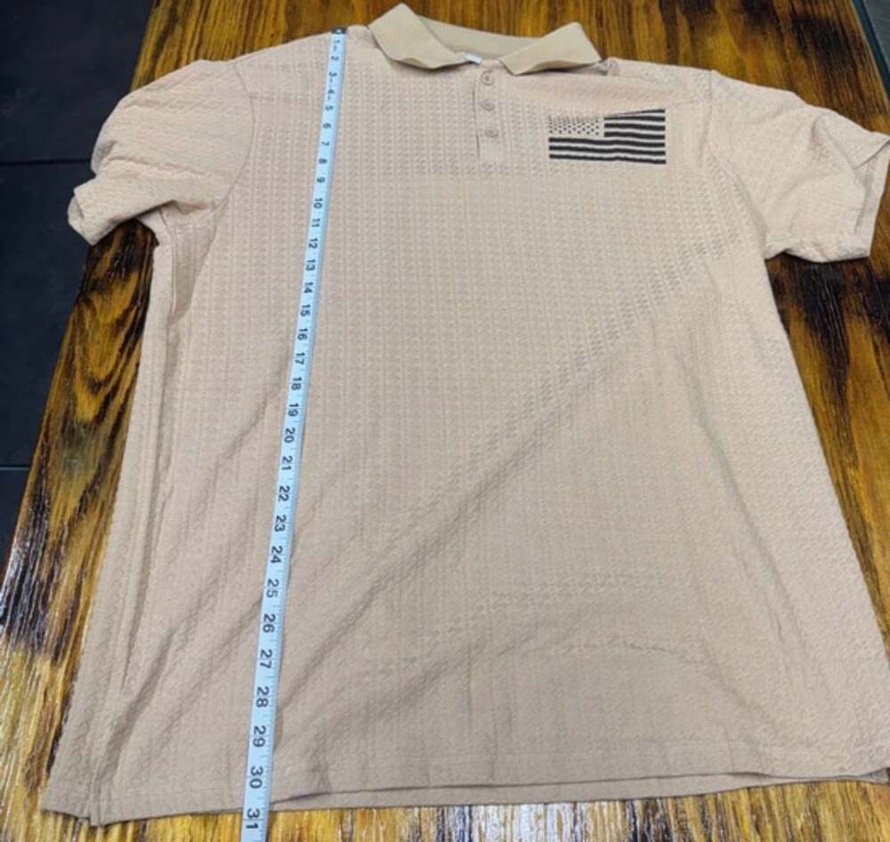 Unbranded American Flag Polo Size XL Beige Cotton Blend